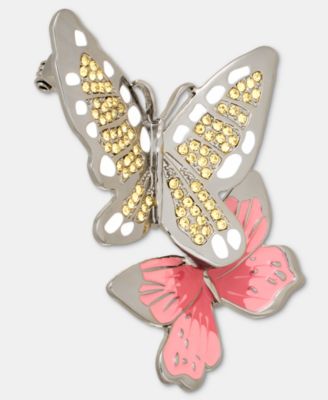 Pav&eacute; Double Butterfly Pin 