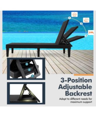 Patio Lounge Chair Recliner Chair with 3-Position Adjustable Backrest & Cushion