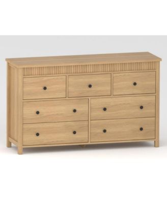 7 Drawer Dresser for Bedroom, Wooden Chest of Drawers, Fluted TV Stand Storage Organizer for Living Room, Hallway and Entryway