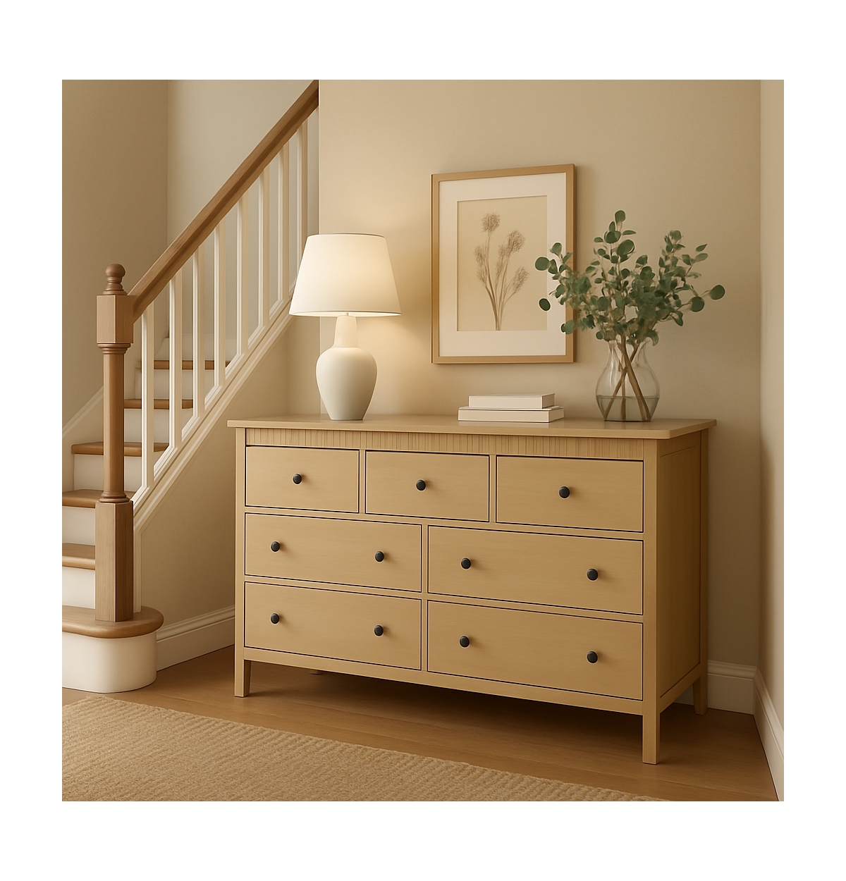 gaomon 7 Drawer Dresser for Bedroom, Wooden Chest of Drawers, Fluted Tv Stand Storage Organizer for Living Room, Hallway and Entryway