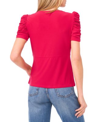 Women's V-Neck Puff-Sleeve Top