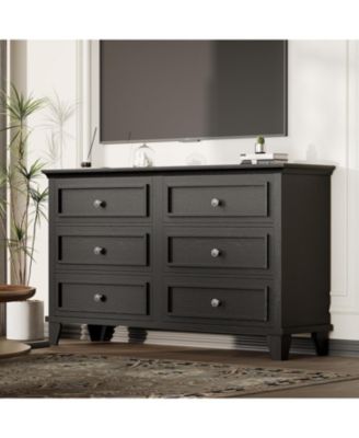 6 Drawer Dresser, Wooden Storage Chest of Drawers with Exquisite Metal Handles, Modern Drawer Organizer for Bedroom