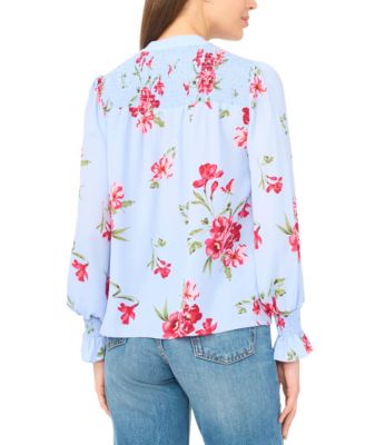 Women's V-Neck Smocked Detail Top