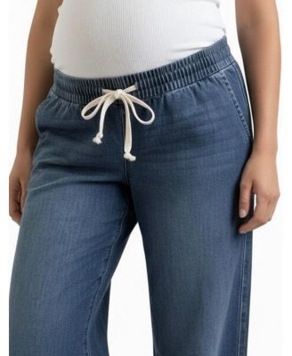 Women's Under the Belly Tie Waist Denim Wide Leg Pant - Motherhood Maternity