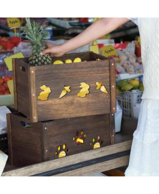 YIGII Wooden Storage Crates for Farm & Home Use