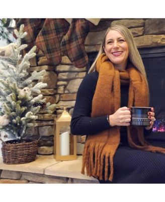 Women's Oversized Fringe Scarf - Brown