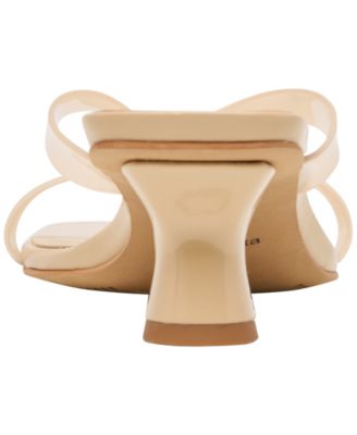 Women's Brevel Vinyl Jelly Thong Low Block Heel Dress Sandals