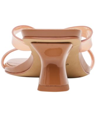 Women's Brevel Vinyl Jelly Thong Low Block Heel Dress Sandals