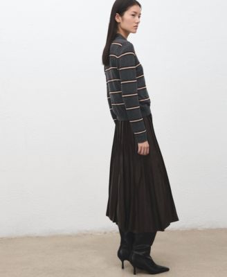 Women's Striped Polo-Neck Sweater