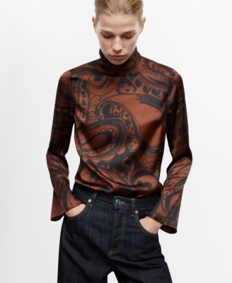 Women's Paisley-Print Satin Blouse