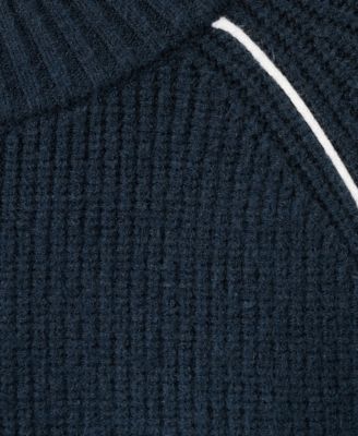 Women's Contrasting Stripes and Perkins Collar Sweater