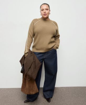 Women's Contrasting Stripes and Perkins Collar Sweater