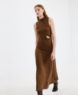 Women's Brooch Turtleneck Knitted Dress