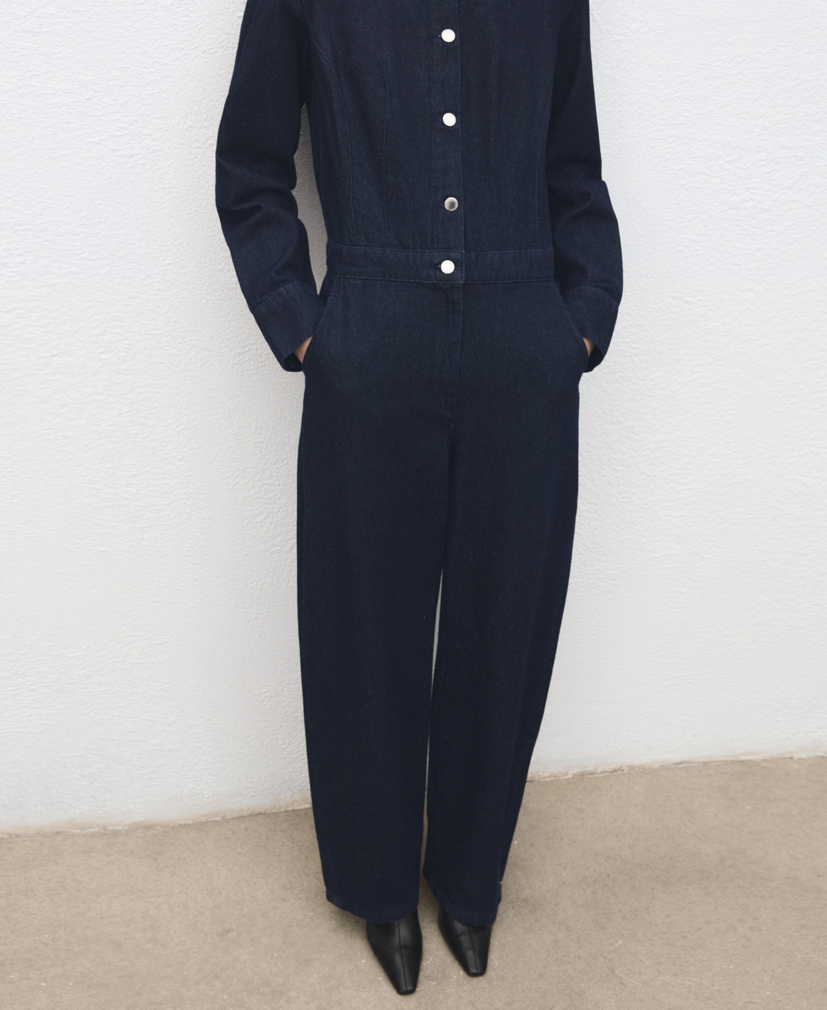 Mango Women's Buttons Denim Jumpsuit