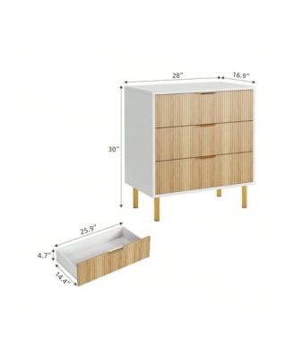 3-Drawer Wood Dresser Chest, Large Modern Nightstand Storage Organizer for Bedroom Clothes