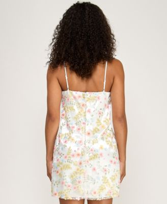 Juniors' 3D Flowers Sequin Short Dress