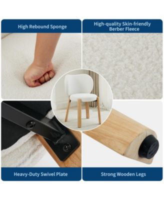 Set of 2 Heart-Back Teddy Vanity Chairs, Armless Small-Space Seating, 300LBS Capacity, Fits Under 24" Desks