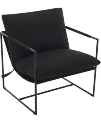 Modern Plush Sling Accent Chair, Shredded Foam Upholstery & Sturdy Metal Frame Comfy Lounge Chair for Home
