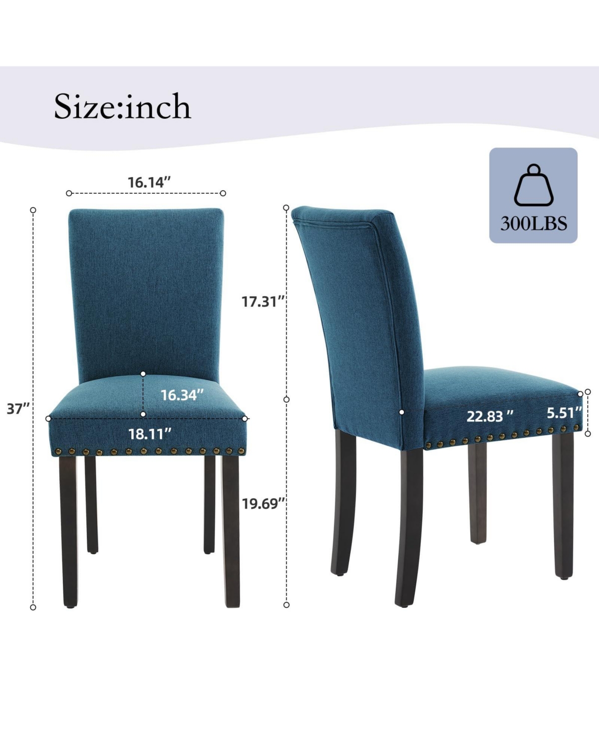 gaomon Set of Linen Upholstered Parsons Dining Chairs