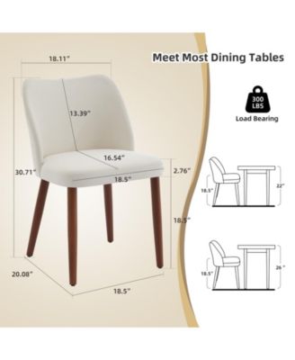 Set of 2 Linen Upholstered Wing Back Dining Chairs, Wood Legs with Leveling Feet & Thick Cushions for Kitchen