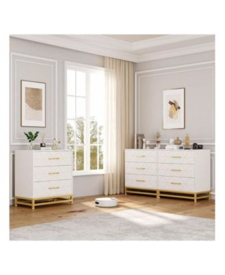  3-Drawer Wood Dresser, Bedroom Nightstand Storage Chest Organizer for Closet Clothes