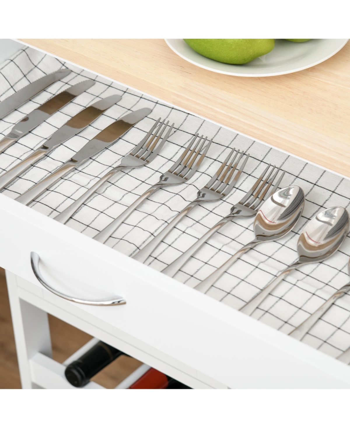 Boyel Living Rolling Portable Small Kitchen Island Cart on Wheels with Solid Wood Top, Carts Mobile Movable with 3 Drawers and Storage Shelves Cabinet