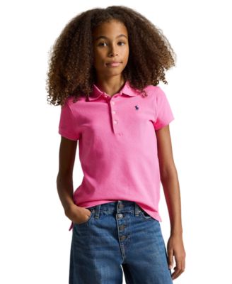 Girls 7-16 Stretch Cotton Mesh Polo Shirt