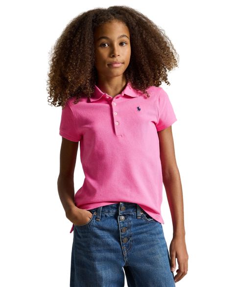 Поло Polo Ralph Lauren Stretch Cotton Mesh Polo Shirt для девочек, цвет: Розовый