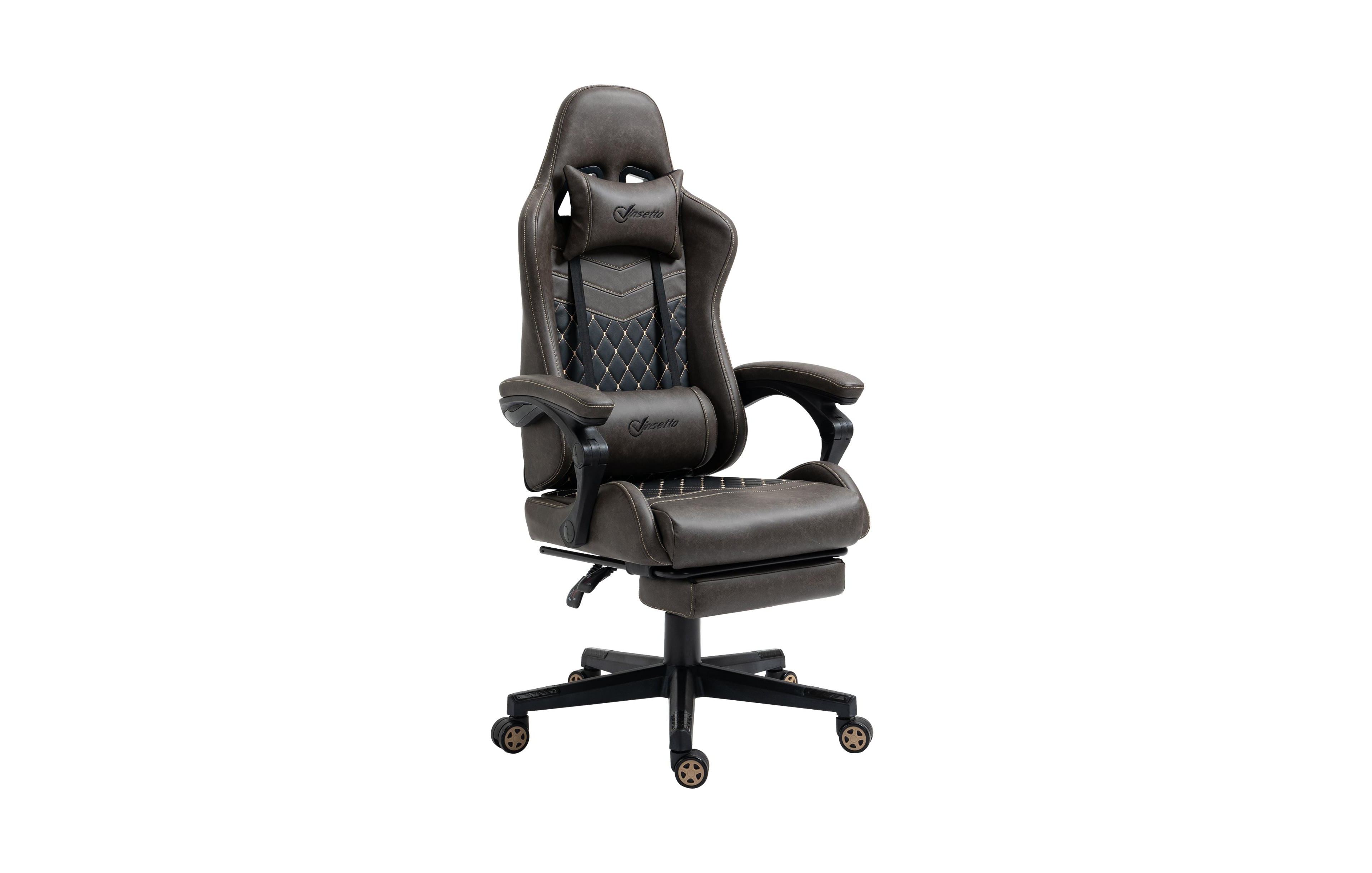 Boyel Living Racing Gaming Chair Diamond Pu Leather High Back Swivel Recliner with Footrest