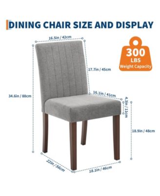 Set of 6 Modern Linen Fabric Upholstered Dining Chairs, Kitchen Side Chairs with Solid Wood Legs