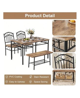 Kitchen Table Dining Table Set For 4 4Piece Dining Room Table and Chairs 43.3inch Kitchen Table Set