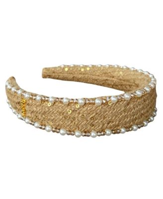 Women's Classic Pearl Headband - Tan