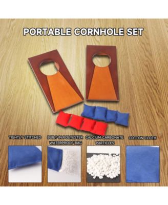 Mini 10"x5" Tabletop Cornhole Toss Game Set with 8 Bean Bags, Wooden Desktop Corn Hole Game Set