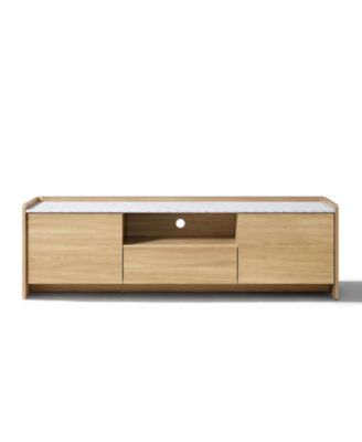 62" Oak TV Stand for TVs up to 65", Faux Marble-Top Media Console