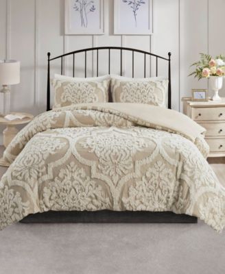 Madison Park Viola Damask Tufted 3-Pc. Duvet Cover Set, King/California King