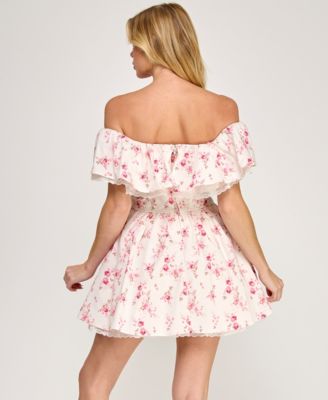 Juniors' Off-The-Shoulder Mini Dress