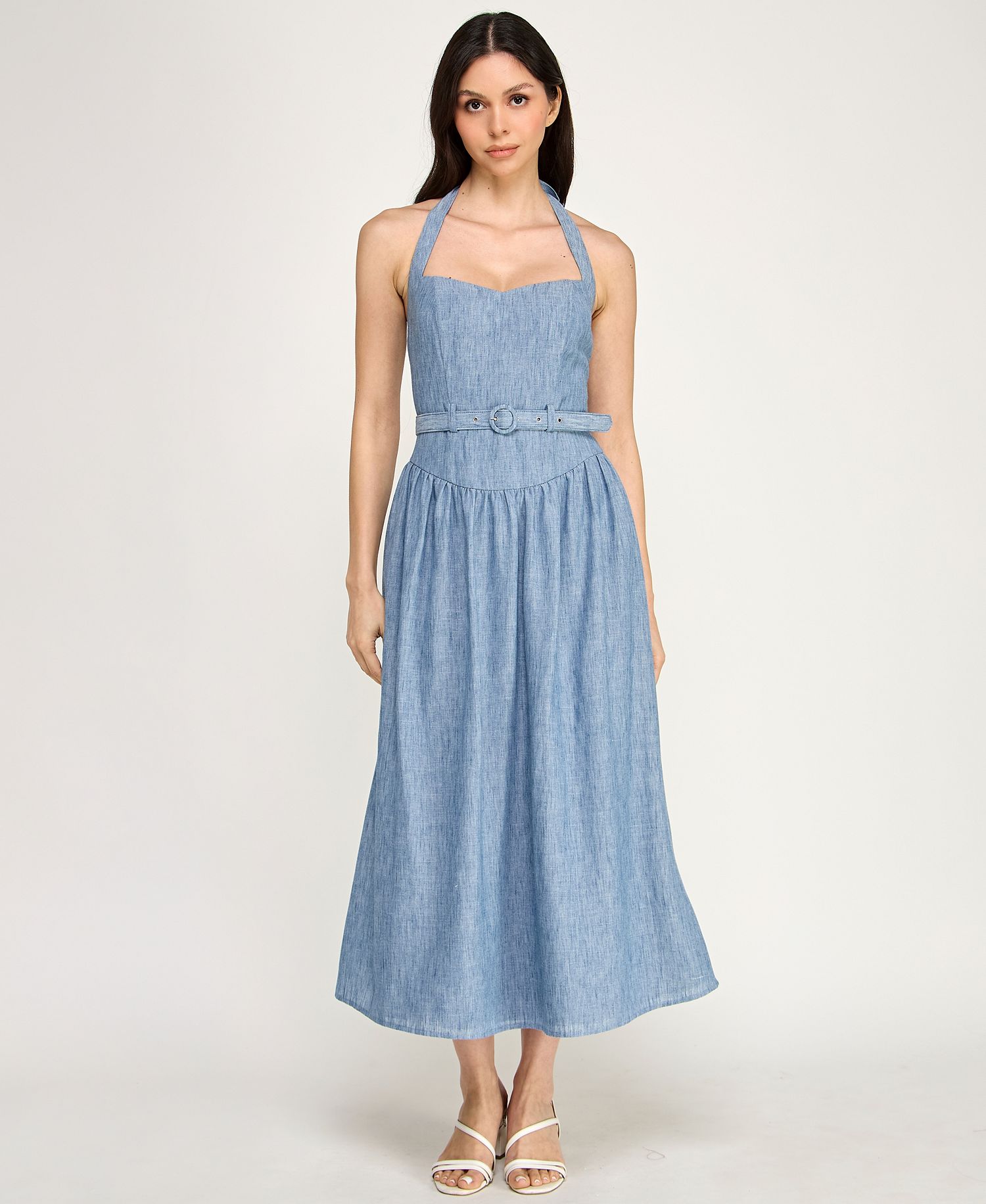 ROW A Juniors' Sweetheart Neck Fit & Flare Midi Dress only