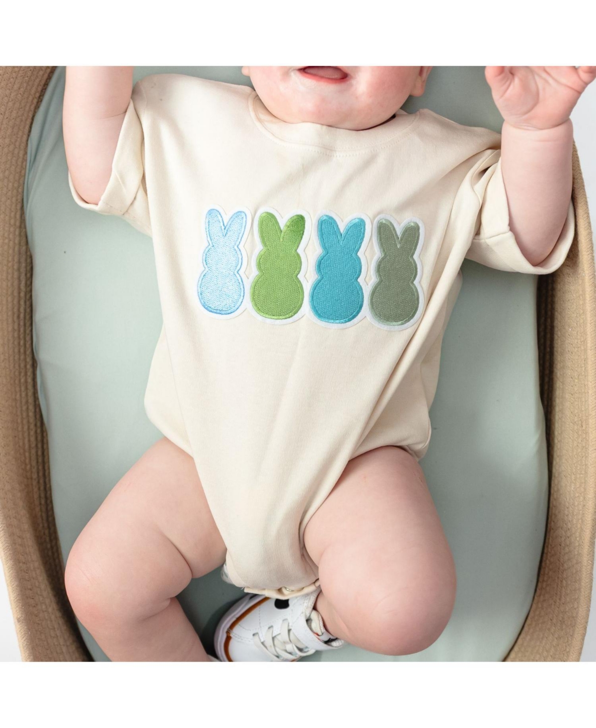 Sweet Wink Baby Boys Peeps Embroidered Patch Easter Short Sleeve Romper