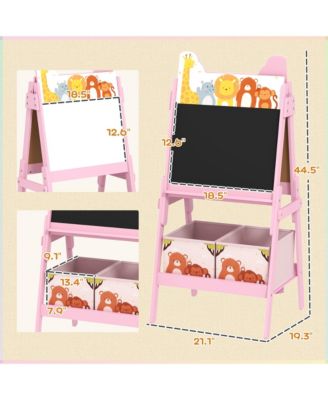 Double Sided Kids Art Easel with Whiteboard and Chalkboard