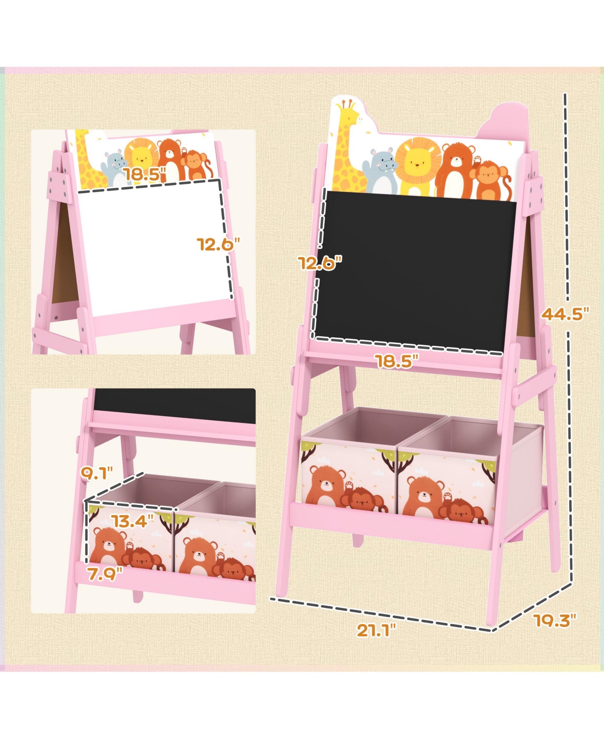 Hongge Double Sided Kids Art Easel with Whiteboard and Chalkboard