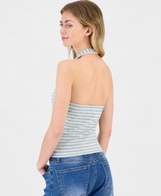 Juniors' Striped Knit Halter Top