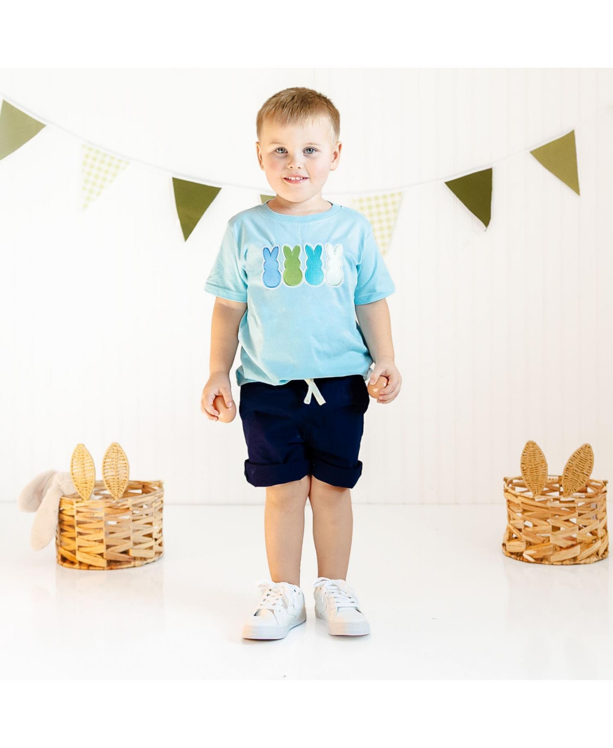 Draft - Sweet Wink Little Boys Peeps Embroidered Patch Easter Short Sleeve T-Shirt