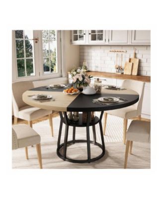 Kitchen Table 42inch Round Farmhouse Dining Table For 4 6 People Rustic Wood Kitchen Table for Dining Room