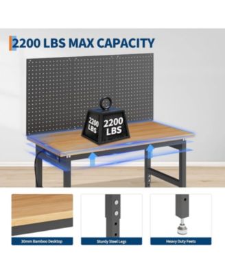 Kitchen Table 60 Inch Heavy Duty Adjustable Workbench for Dining Room, Home Office, Living Room