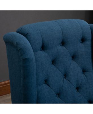 Button-Tufted Accent Chair with High Wingback Rounded Cushioned Armrests