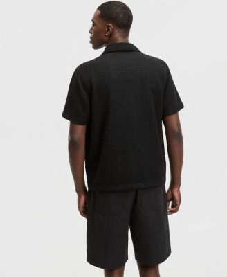 Men's Relaxed-Fit Boucle Short-Sleeve Camp Shirt