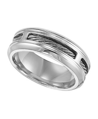 Men's Stainless Steel Ring, Comfort Fit Cable Wedding Band