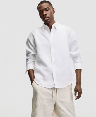 Men's Relaxed-Fit Long-Sleeve Linen Shirt