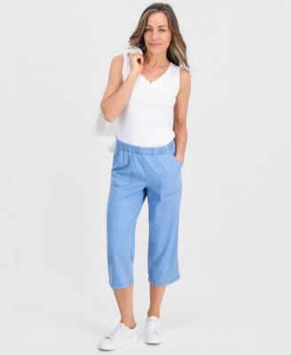 Petite Anna Pull-On Chambray Capri Pants