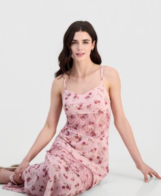 Juniors' Floral Mesh Lace-Inset Dress